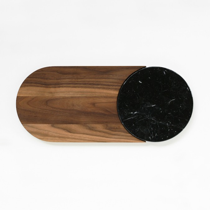 WALNUT DUO SERVER W/ DARK MARBLE