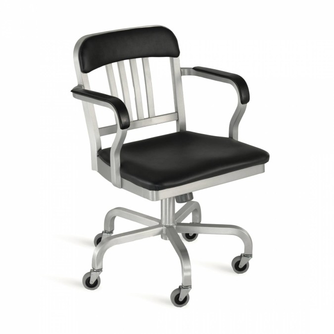 Navy Upholstered Swivel Chair