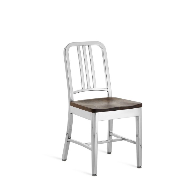 Navy Chair with Wood Seat